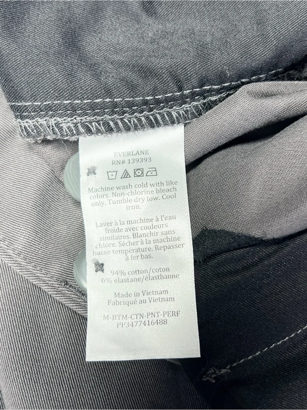 Everlane Slim Fit Performance Chino Uniform Stretch Pants Slate Grey 31x32 NWT